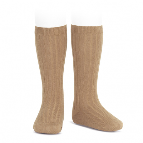 Basic rib knee high socks CAMEL