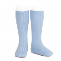 Basic rib knee high socks LIGHT BLUE