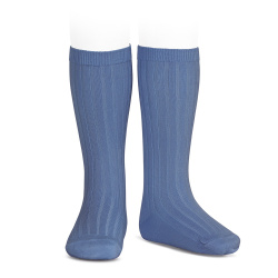 Basic rib knee high socks FRENCH BLUE