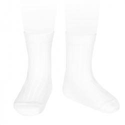 Basic rib short socks WHITE