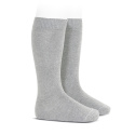 Plain stitch basic knee high socks ALUMINIUM