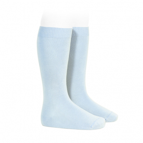 Plain stitch basic knee high socks BABY BLUE