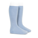 Plain stitch basic knee high socks LIGHT BLUE