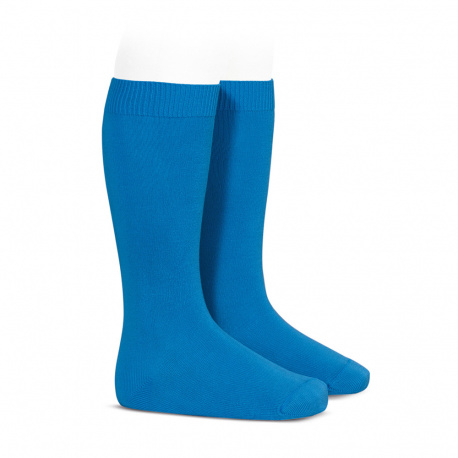 Plain stitch basic knee high socks ELECTRIC BLUE