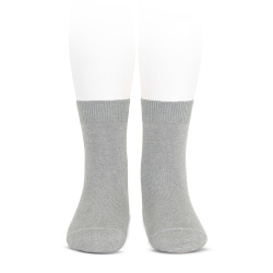 Plain stitch basic short socks ALUMINIUM