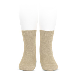 Plain stitch basic short socks NOUGAT