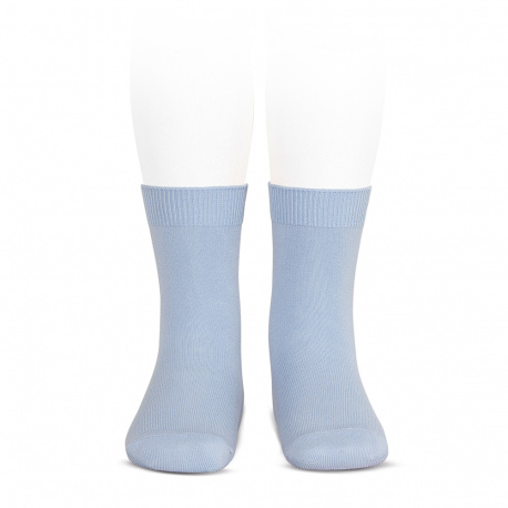 Plain stitch basic short socks LIGHT BLUE