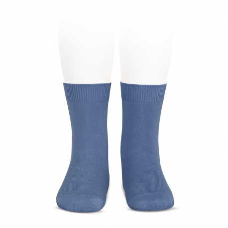 Plain stitch basic short socks FRENCH BLUE