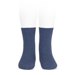 Plain stitch basic short socks JEANS
