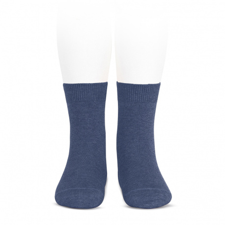 Plain stitch basic short socks JEANS