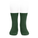 Plain stitch basic short socks BOTTLE GREEN