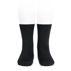 Plain stitch basic short socks BLACK