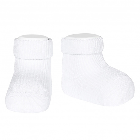 1x1 ankle socks with folded cuff WHITE