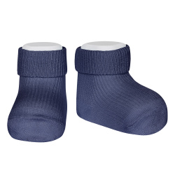 1x1 ankle socks with folded cuff NAVY BLUE