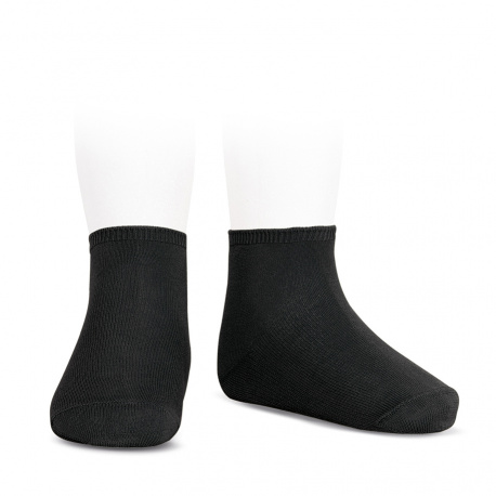 Elastic cotton ankle socks BLACK