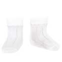 Pattern short socks WHITE