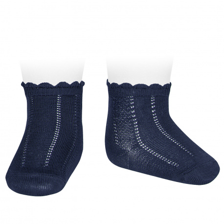 Pattern short socks NAVY BLUE