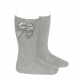 Knee-high socks with grossgrain side bow ALUMINIUM