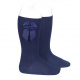 Knee-high socks with grossgrain side bow NAVY BLUE