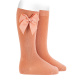 Knee-high socks with grossgrain side bow PEACH