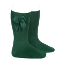 Knee-high socks with grossgrain side bow BOTTLE GREEN