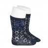 Buy Perle geometric openwork knee high sockswith bow NAVY BLUE in the online store Condor. Made in Spain. Visit the BABY ELASTIC OPENWORK SOCKS section where you will find more colors and products that you will surely fall in love with. We invite you to take a look around our online store.