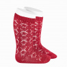 Buy Perle geometric openwork knee high socks RED in the online store Condor. Made in Spain. Visit the BABY ELASTIC OPENWORK SOCKS section where you will find more colors and products that you will surely fall in love with. We invite you to take a look around our online store.