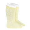 Buy Perle geometric openwork knee high socks BUTTER in the online store Condor. Made in Spain. Visit the BABY ELASTIC OPENWORK SOCKS section where you will find more colors and products that you will surely fall in love with. We invite you to take a look around our online store.
