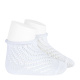Net openwork perle short socks with rolled cuff WHITE