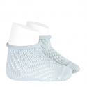 Net openwork perle short socks with rolled cuff PEARLY