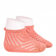 Net openwork perle short socks with rolled cuff PEONY