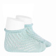 Net openwork perle short socks with rolled cuff AQUAMARINE