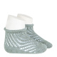 Net openwork perle short socks with rolled cuff DRY GREEN