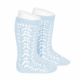 Cotton openwork knee-high socks BABY BLUE