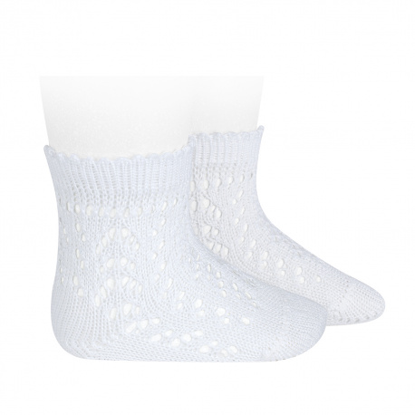 Cotton openwork short socks WHITE