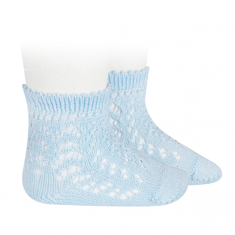 Cotton openwork short socks BABY BLUE