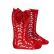 Cotton openwork knee-high socks with bow RED