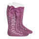 Cotton openwork knee-high socks with bow CASSIS