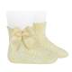 Cotton openwork short socks with bow BUTTER
