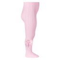 Openwork perle tights with side grossgrain bow PINK