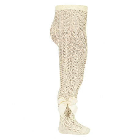 Openwork perle tights with side grossgrain bow BUTTER