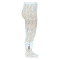 Openwork perle tights with side grossgrain bow AQUAMARINE