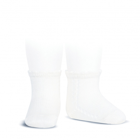 Perle side openwork short socks WHITE