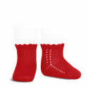 Perle side openwork short socks RED