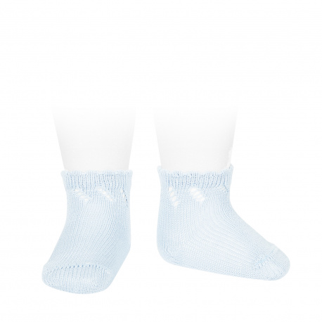 Perle diagonal openwork short socks BABY BLUE