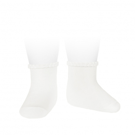 Short socks with patterned cuff WHITE