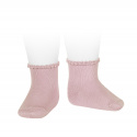 Short socks with patterned cuff PALE PINK
