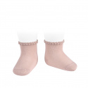Short socks with patterned cuff OLD ROSE