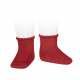 Short socks with patterned cuff RED