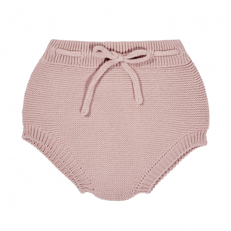 Garter stitch culotte with cord PALE PINK